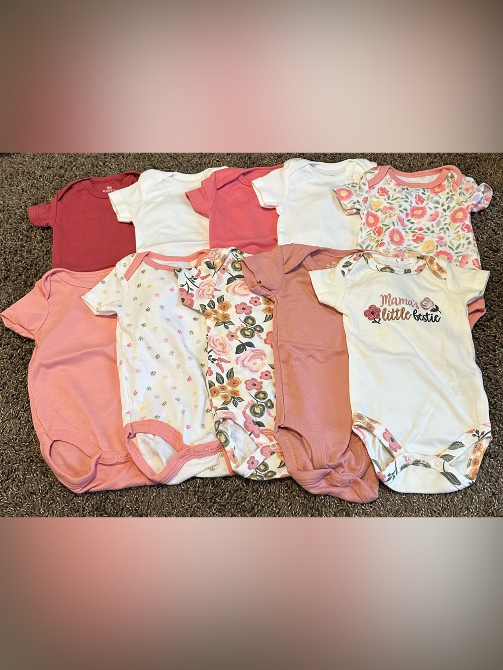 Baby Girls Floral & Pink One-Piece Bodysuit Set